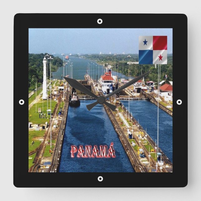 Horloge Carrée zPA014 PANAMA, CANAL LOCKS, Amérique, (Recto)