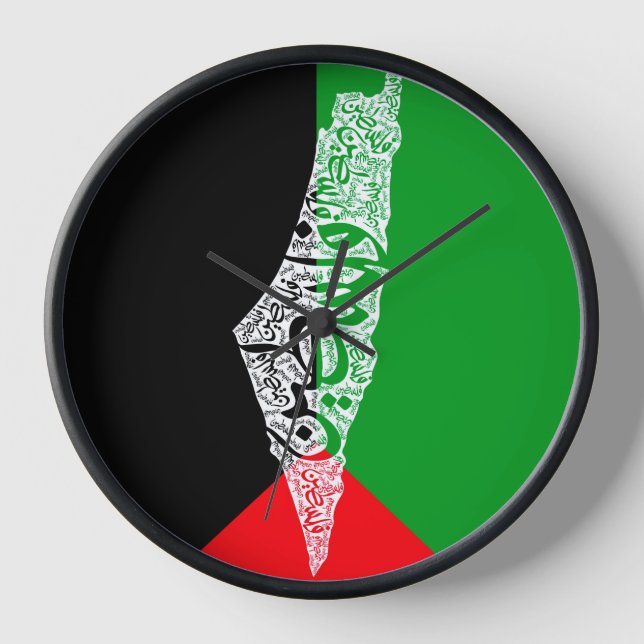 Horloge Carte de la Palestine libre et drapeau du Canada ( (Recto)