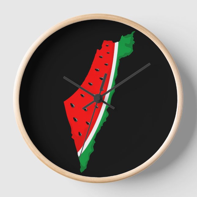 Horloge Carte de Palestine Watermelon Symbole de la libert (Recto)