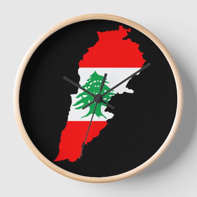 Horloge Carte du Liban avec drapeau (Recto)
