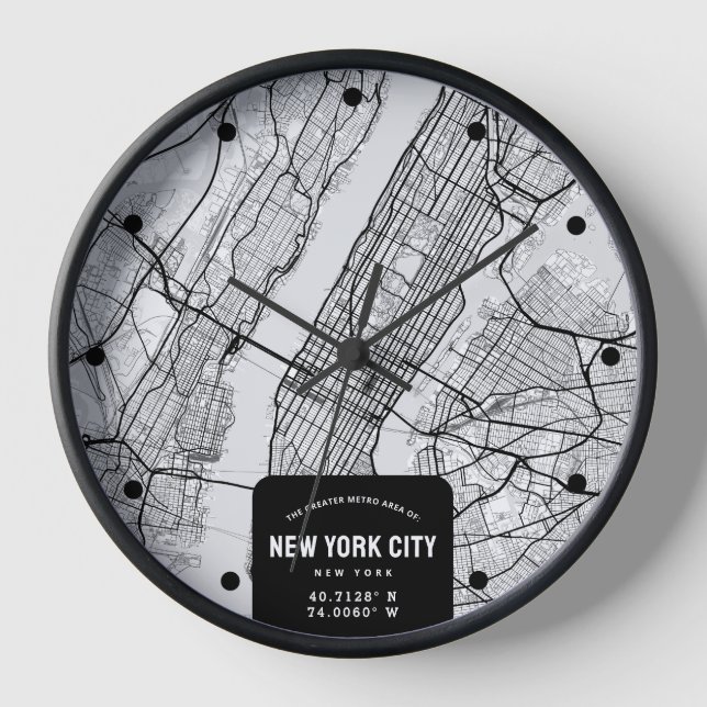 Horloge Carte New York City, New York (Recto)