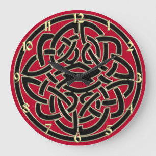 Horloge celtique métallique rouge de noeud de noi
