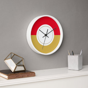 Horloge Cercle central blanc avec jante moutarde rouge vif