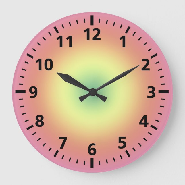 Horloge - Cercles arc-en-ciel et tirets de minutes (Recto)