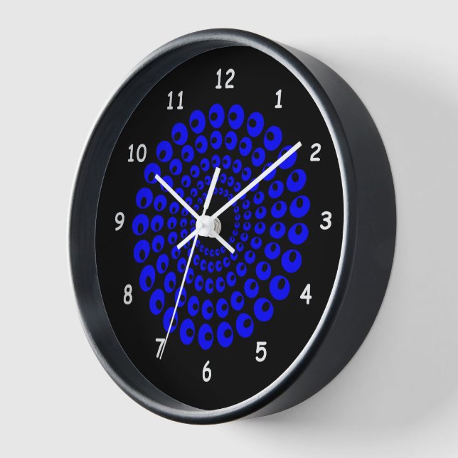 Horloge - Cercles concentrés bleus de perles sur n (Angle)