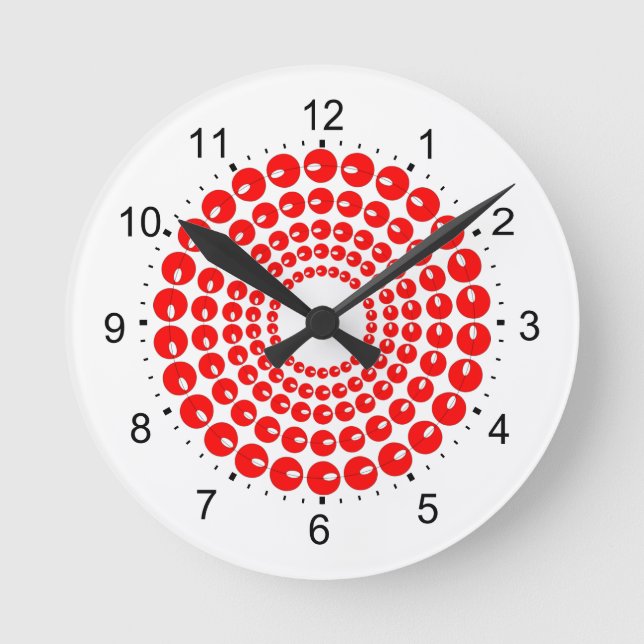 Horloge - Cercles concentrés rouges de perles (Recto)