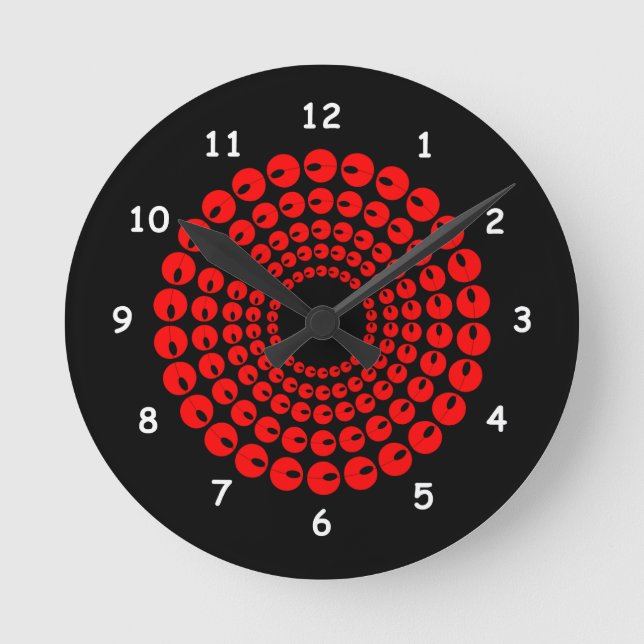 Horloge - Cercles concentrés rouges de perles sur  (Recto)