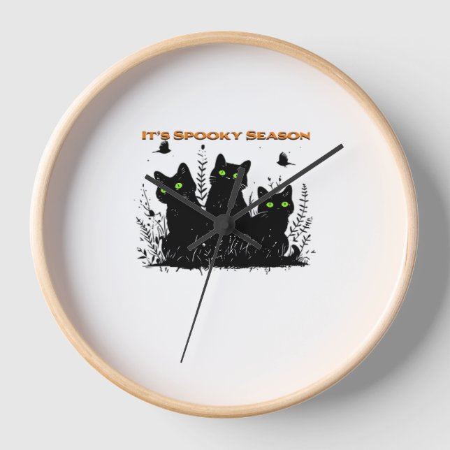 Horloge C'est la saison éffrayante chats noirs Classic T-S (Recto)