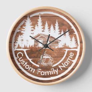 Horloge Chalet Cabane Grange Rustique Nom de Famille Per
