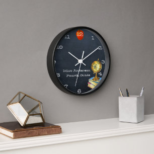 Horloge Chalkboard and Globe Teacher Clock