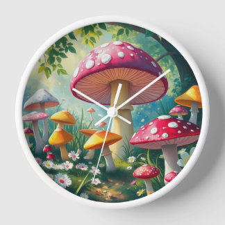 Horloge Champignons Whimsical Forêt Enchantée