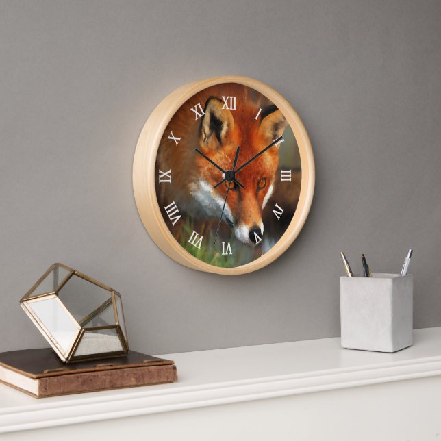 Horloge Chasse au Renard rouge pendant la peinture à l'hui (Bureau)