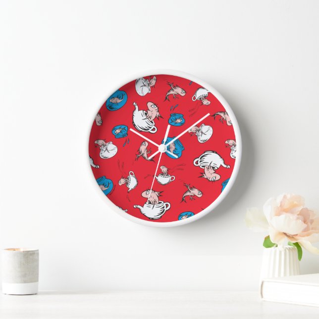 Horloge Chat Dans Le Casquette | Le Motif rouge poisson (Maison)