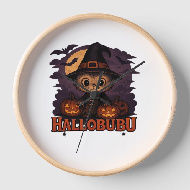 Horloge Chat d'Halloween Éffrayant et élégant inspiré Feli (Recto)