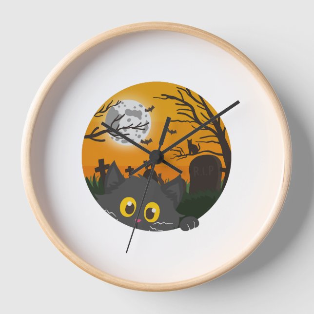 Horloge Chat Halloween Kitten Halloween Costume d'Hallowee (Recto)