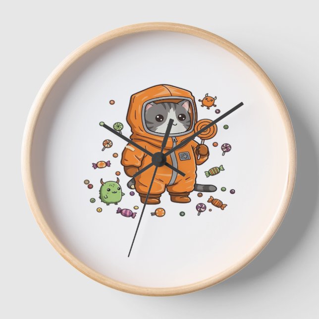 Horloge Chat Hazmat Chat Halloween Candy Monster Amusants  (Recto)