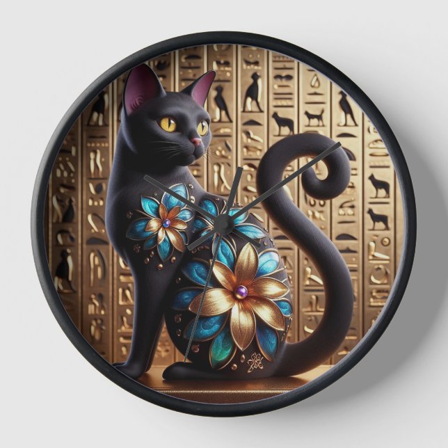 Horloge chat noir égyptien (Recto)