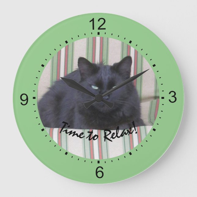 Horloge - Chat noir sur coussins TEST3 (Recto)
