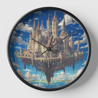 Horloge Château de Fantaisie Flottant dans les Nuages | Cé