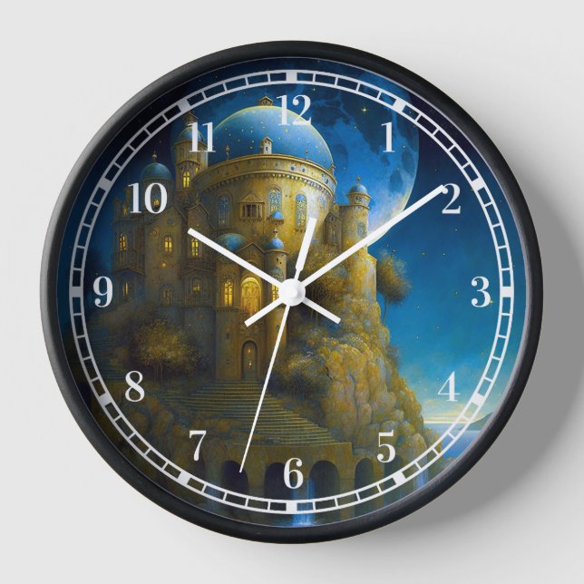 Horloge Château Imaginaire Lune Paysage (Recto)