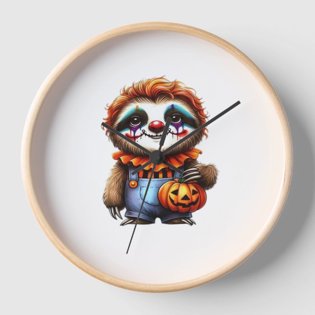 Horloge Chemise Clown Sloth Halloween surdimensionnée T-sh (Recto)