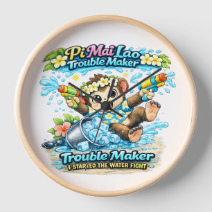 Horloge Chemise drôle de bataille d'eau Pi Mai Lao Trouble