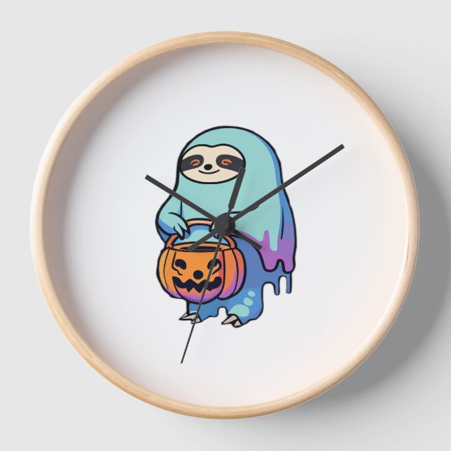 Horloge Chemise T-Shirt de Sloth Ghost Halloween surdimens (Recto)