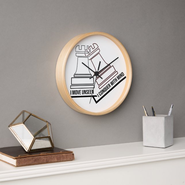 Horloge Chess Rook Wall Clock – "I Move Unseen, I Conquer  (Bureau)