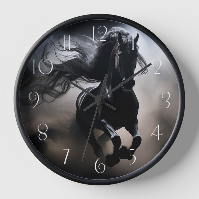 Horloge Cheval friésien noir (Recto)