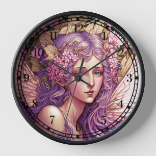 Horloge Cheveux pourpre Fairy Angel Imaginaire Art