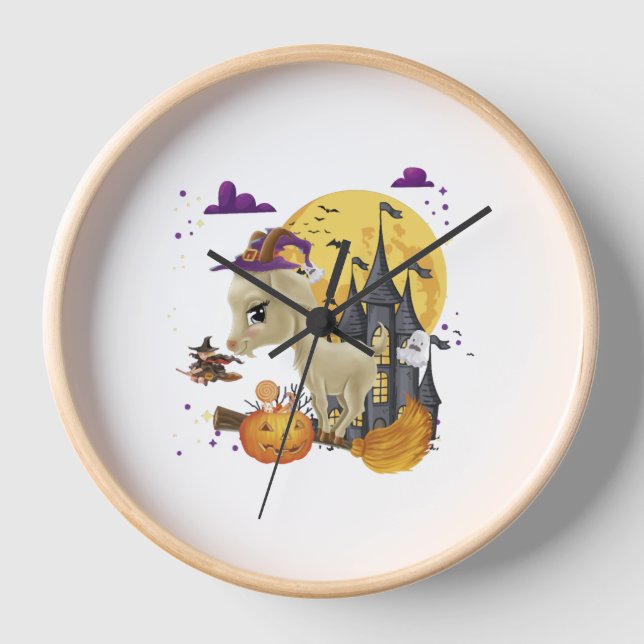 Horloge Chèvre Sorcière Citrouille Halloween Costume (Recto)