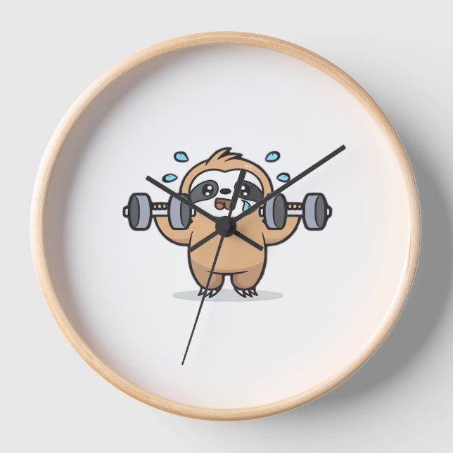 Horloge Chibi Sloth Gym Échec - Cute Kawaii Drôle Entraîne (Recto)