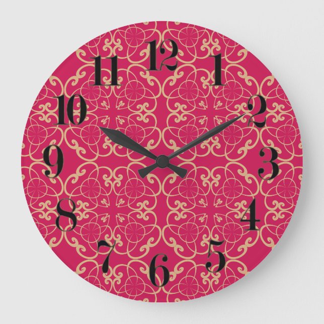 Horloge chic de Boho de fleur rouge (Recto)