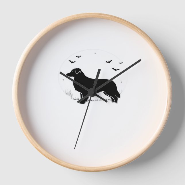 Horloge Chien berger australien - Halloween Moon Silhouett (Recto)