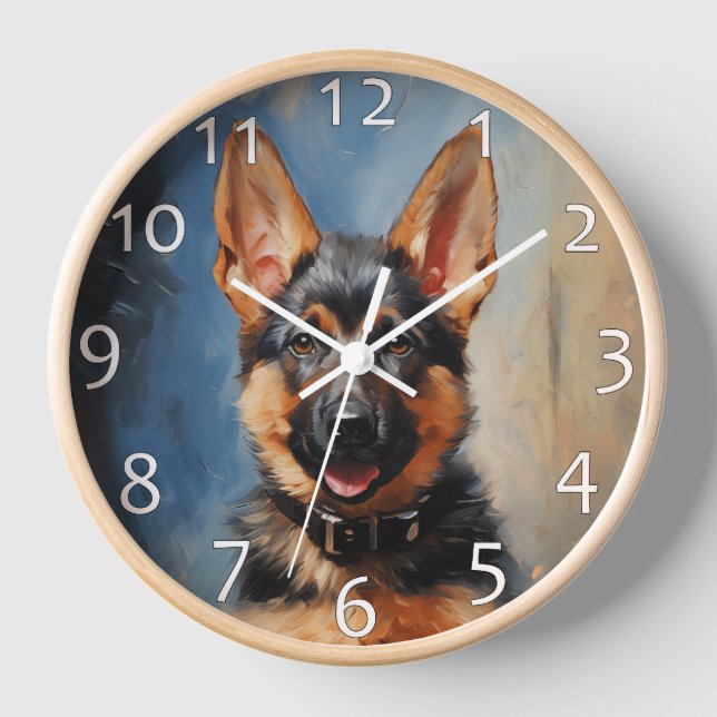 Horloge Chien de berger allemand chiot (Recto)