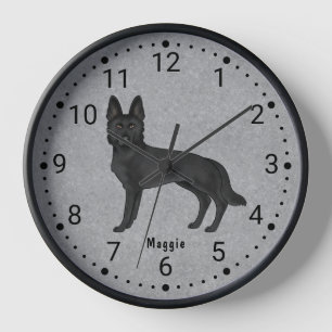 Horloge Chien de berger allemand noir dessin animé montre 