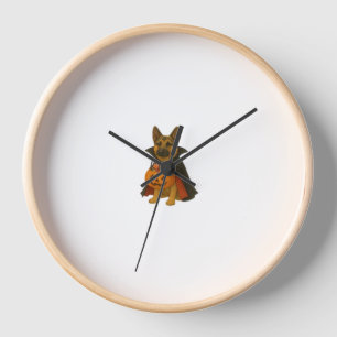 Horloge Chien d'Halloween allemand Bulldog en costume vamp
