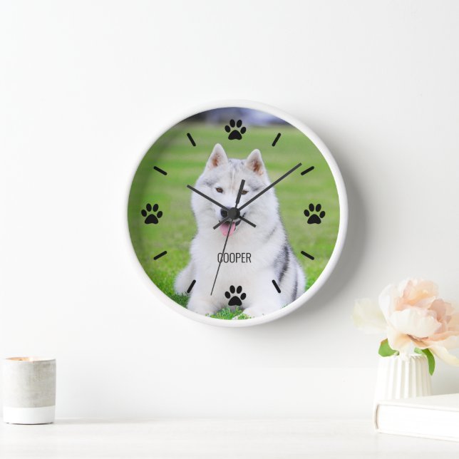 Horloge Chien ou Chat Paw Personnalisé Animal Photo Mur Ho (Maison)
