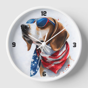 Horloge Chien patriotique 4 juillet