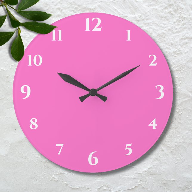 Horloge Chiffres blancs modernes | Rose néon classique (Créateur téléchargé)