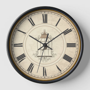 HORLOGE CHIFFRES ROMAINS ANTIQUES TEMPS RUSTIQUE 