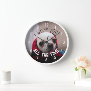 Horloge Chihuahua mignon wuua vous aimez Valentine Texte p