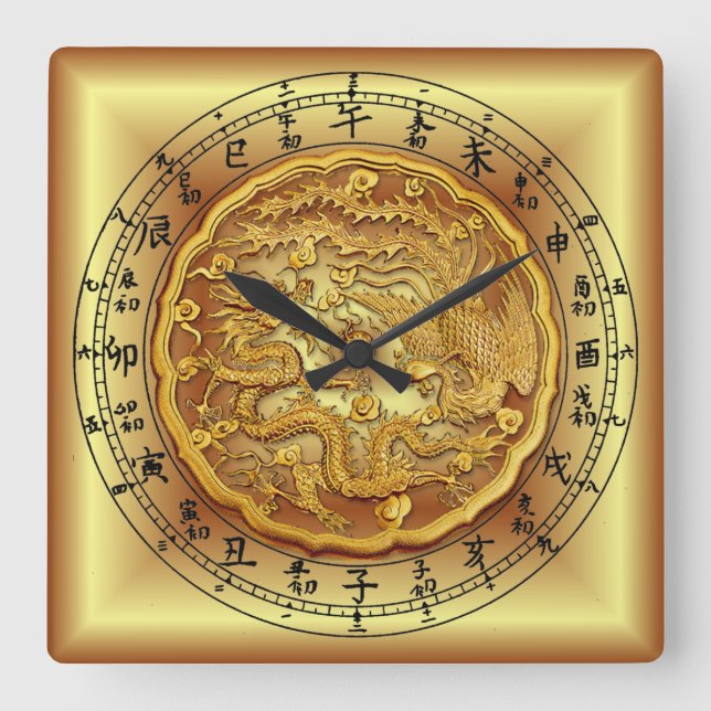 Horloge chinoise de dragon ~ Dragon et Phoenix ~ (Recto)