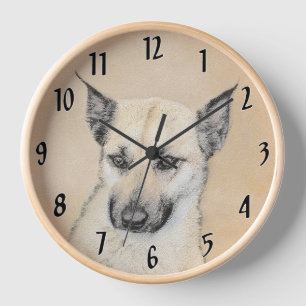 Horloge Chinook (Oreilles Pointées) Peinture - Art Chien o