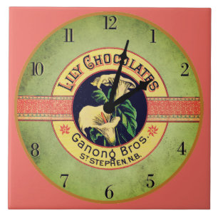 Horloge chocolat Art nouveau carreaux céramique