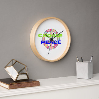 Horloge Choose Peace Modern Typography Wall Clock with Min