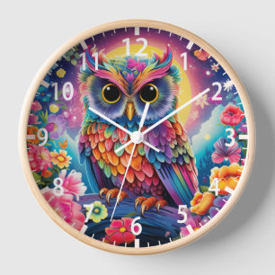 Horloge Chouette mignonne Colorée Lumineuse Lune Fille Enf