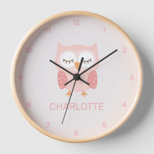 Horloge 'Chouette rose', filles customisées mignonnes et c