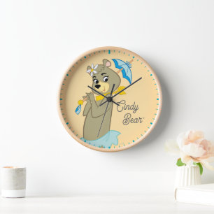 Horloge Cindy Bear tenant le parasol