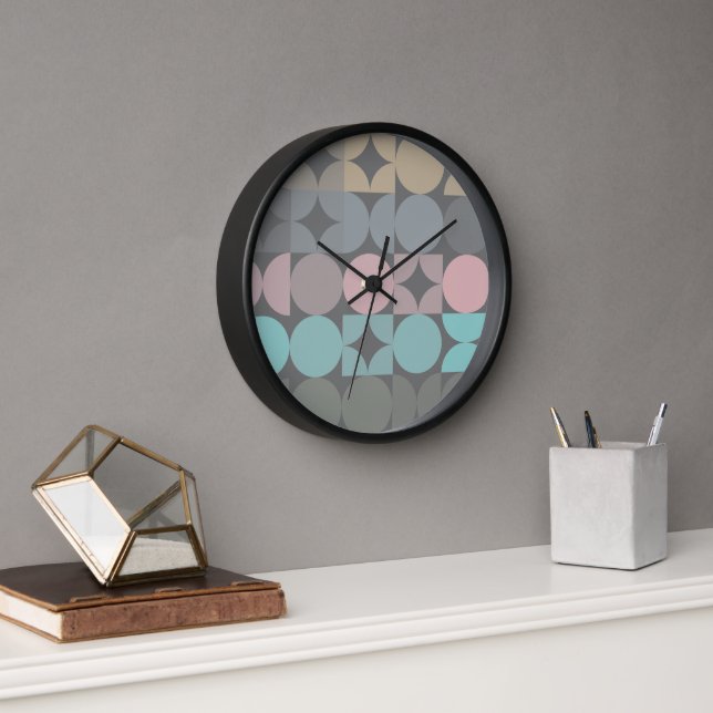 Horloge Circles Abstraits amusants Carrés Popart Motif (Bureau)